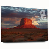 Acrylic glass artwork showcasing a stunning landscape of canyons, featuring vibrant colors and intricate details, presented from a side view without pins for a sleek finish. Perfect for modern home decor or art enthusiasts.