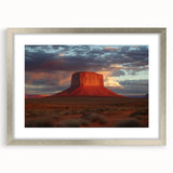 Framed landscape art print showcasing vibrant canyons in a silver frame with a white mat, ideal for modern home decor, adding a touch of nature's beauty.