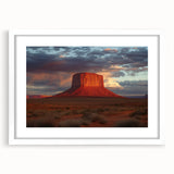 Framed landscape artwork featuring canyons, with a white mat and elegant frame. Ideal for home decor, this piece enhances interior spaces with natural beauty.