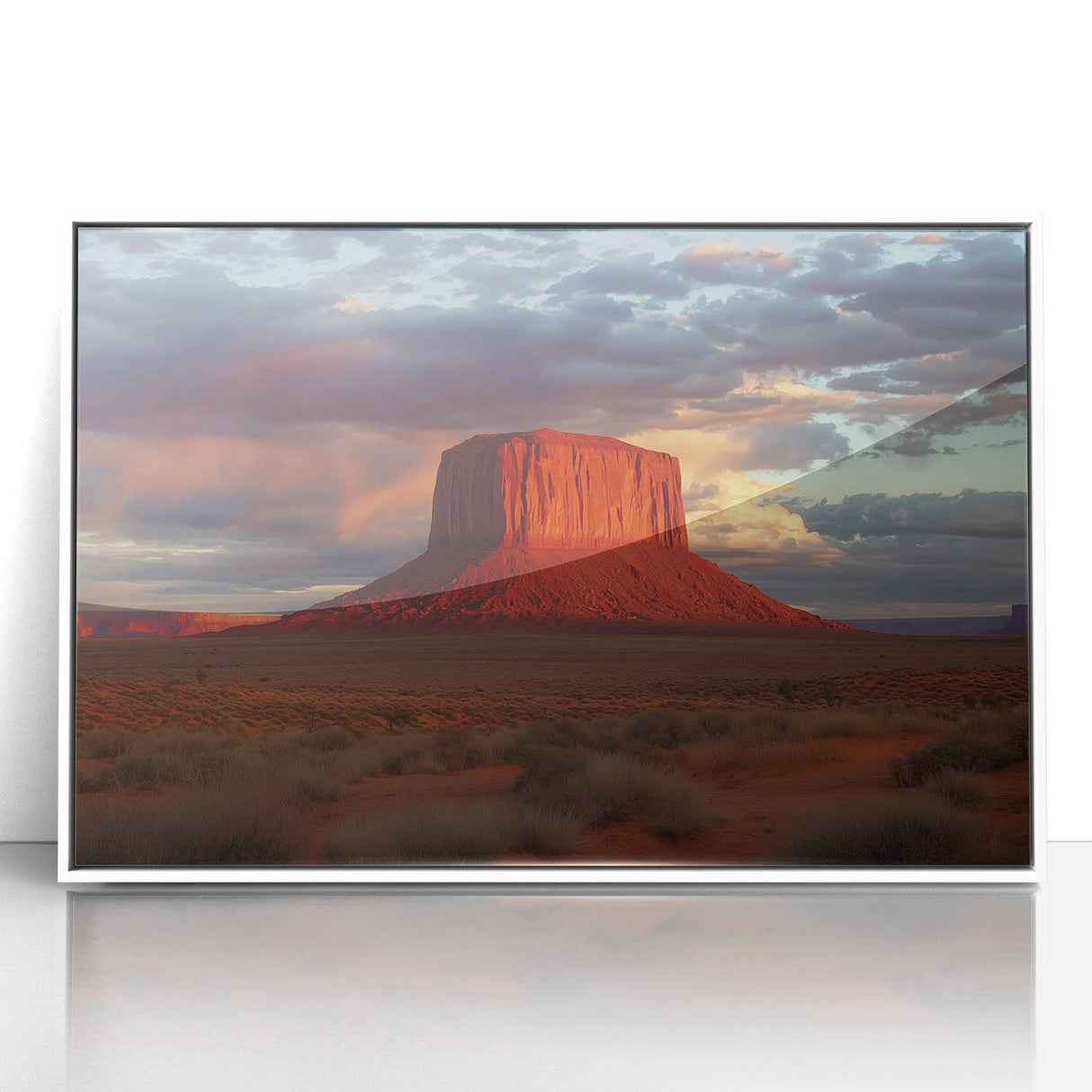 Framed acrylic artwork showcasing a stunning landscape of canyons, featuring vibrant earthy tones and intricate details, perfect for enhancing home decor.