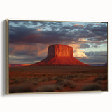 Framed canvas artwork depicting a stunning landscape of canyons, featuring rich gold accents and a sleek side view design, perfect for home decor enhancement.