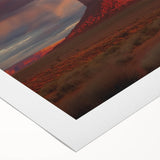 Vibrant rolled canvas art depicting a stunning landscape of canyons at sunset, showcasing rich orange and purple hues, ideal for home decor and art enthusiasts.