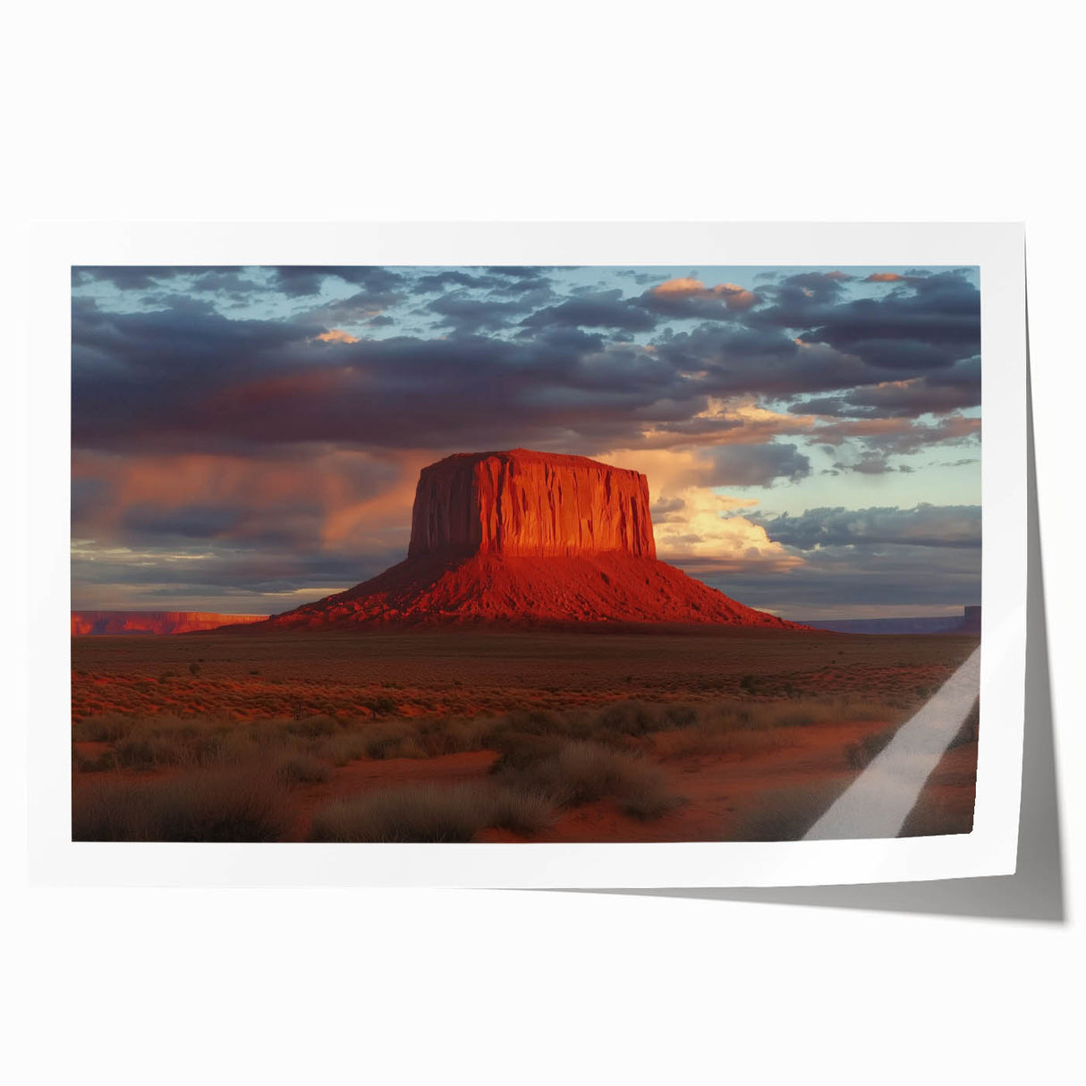 Landscape print showcasing vibrant canyons with rich earth tones in a rolled format, perfect for home decor or art enthusiasts, securely packaged in a cardboard tube.