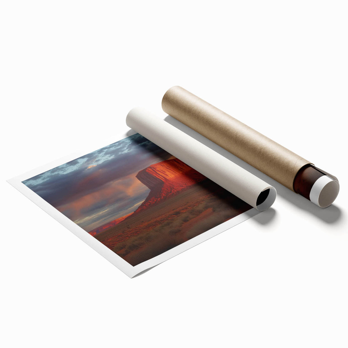 Stunning canyon landscape rolled print showcasing vibrant hues of orange, red, and yellow, capturing the essence of nature's beauty, perfect for home decor.