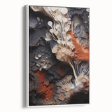 Vintage poster art of natural elements in colorful detail on a large framed canvas, suitable for living room decor.