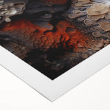 Art deco poster featuring geometric patterns in gold and black on rolled canvas, suitable for dining room walls.