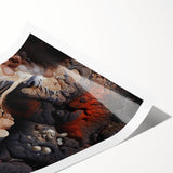 Extra large wall art featuring line art flowers in black on white, rolled print format.