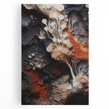 Black and white close-up photo of natural elements on stretched canvas, suitable for kitchen wall art.