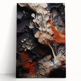 Black and white close-up photo of natural elements on stretched canvas, suitable as kitchen wall art or for bedroom.