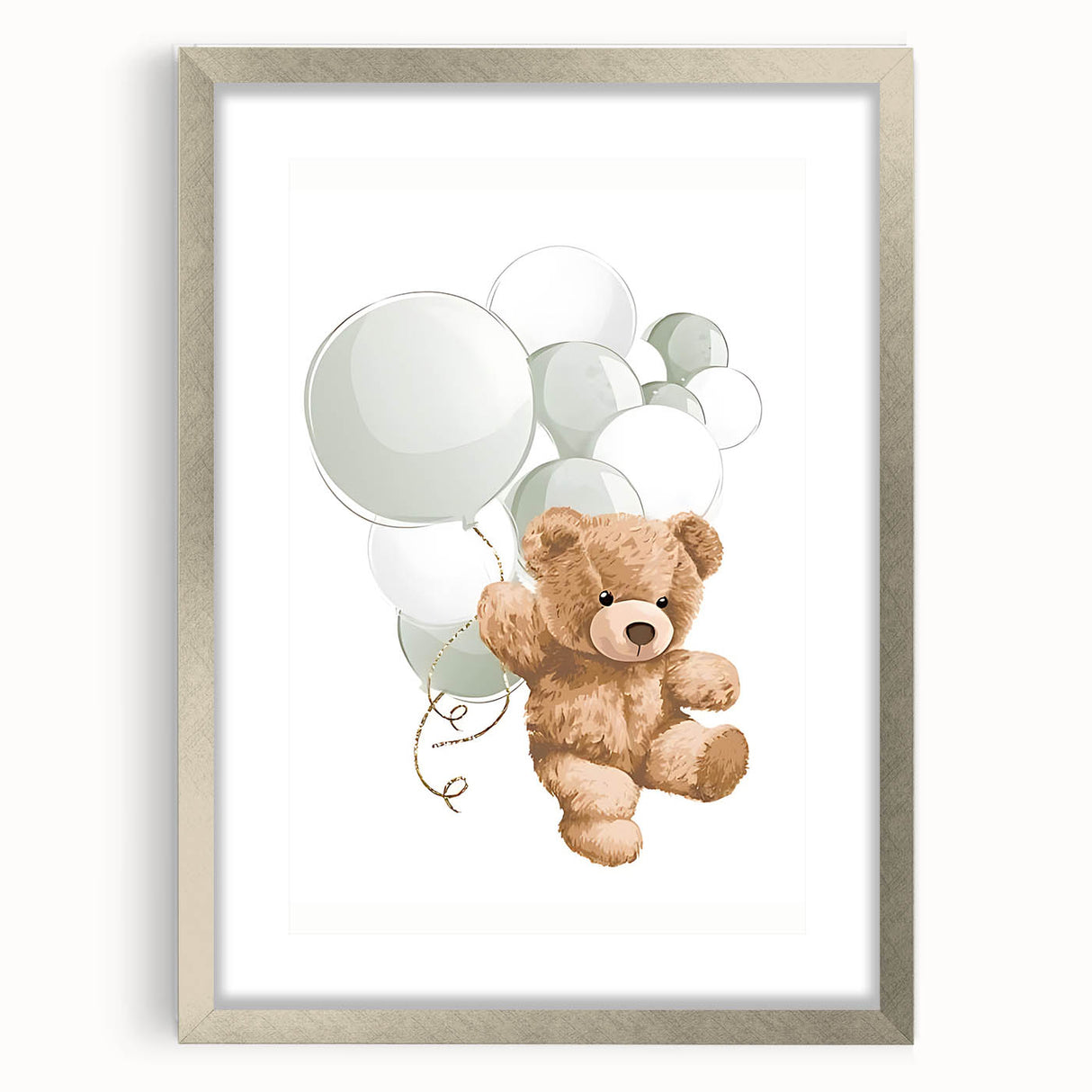 Teddy Bear Balloon Nursery Wall Art – Baby Room & Kids Decor