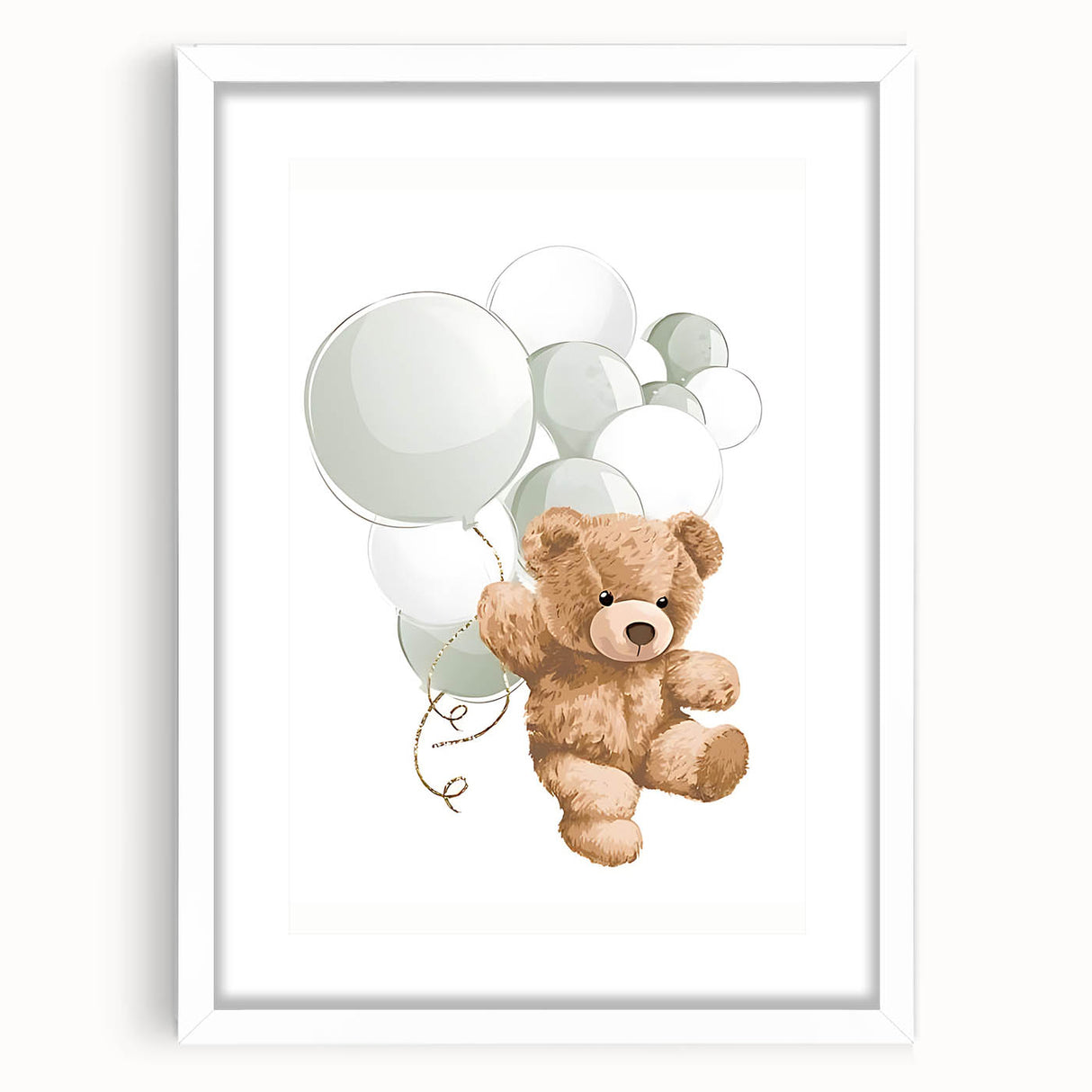 Teddy Bear Balloon Nursery Wall Art – Baby Room & Kids Decor