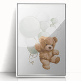 Teddy Bear Balloon Nursery Wall Art – Baby Room & Kids Decor