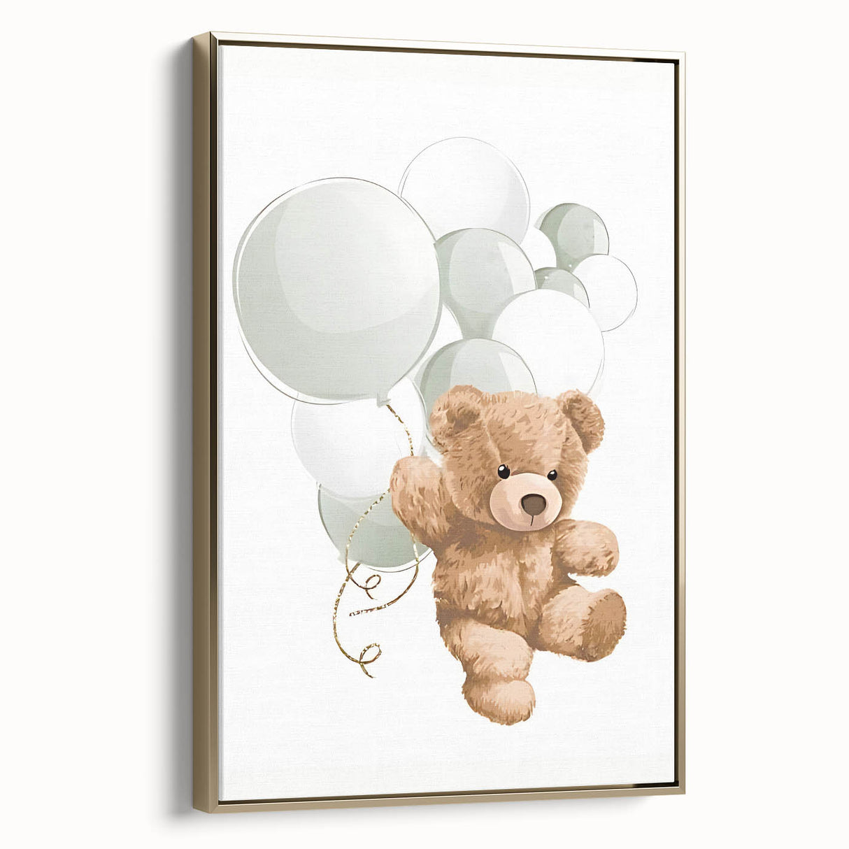 Teddy Bear Balloon Nursery Wall Art – Baby Room & Kids Decor