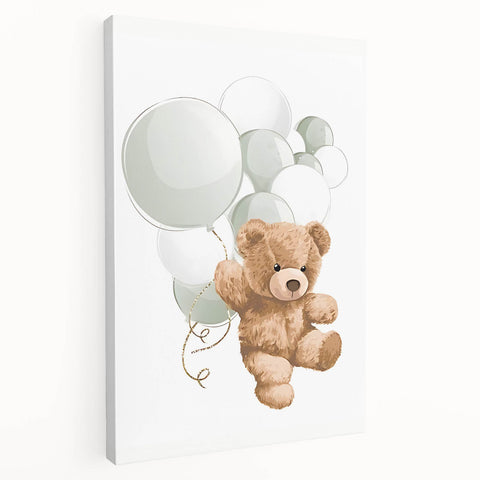 Teddy Bear Balloon Nursery Wall Art – Baby Room & Kids Decor