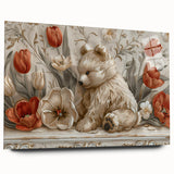 Floral Bear - Kids Room Wall Art Canvas and Framed Options
