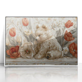 Floral Bear - Kids Room Wall Art Canvas and Framed Options