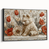 Floral Bear - Kids Room Wall Art Canvas and Framed Options