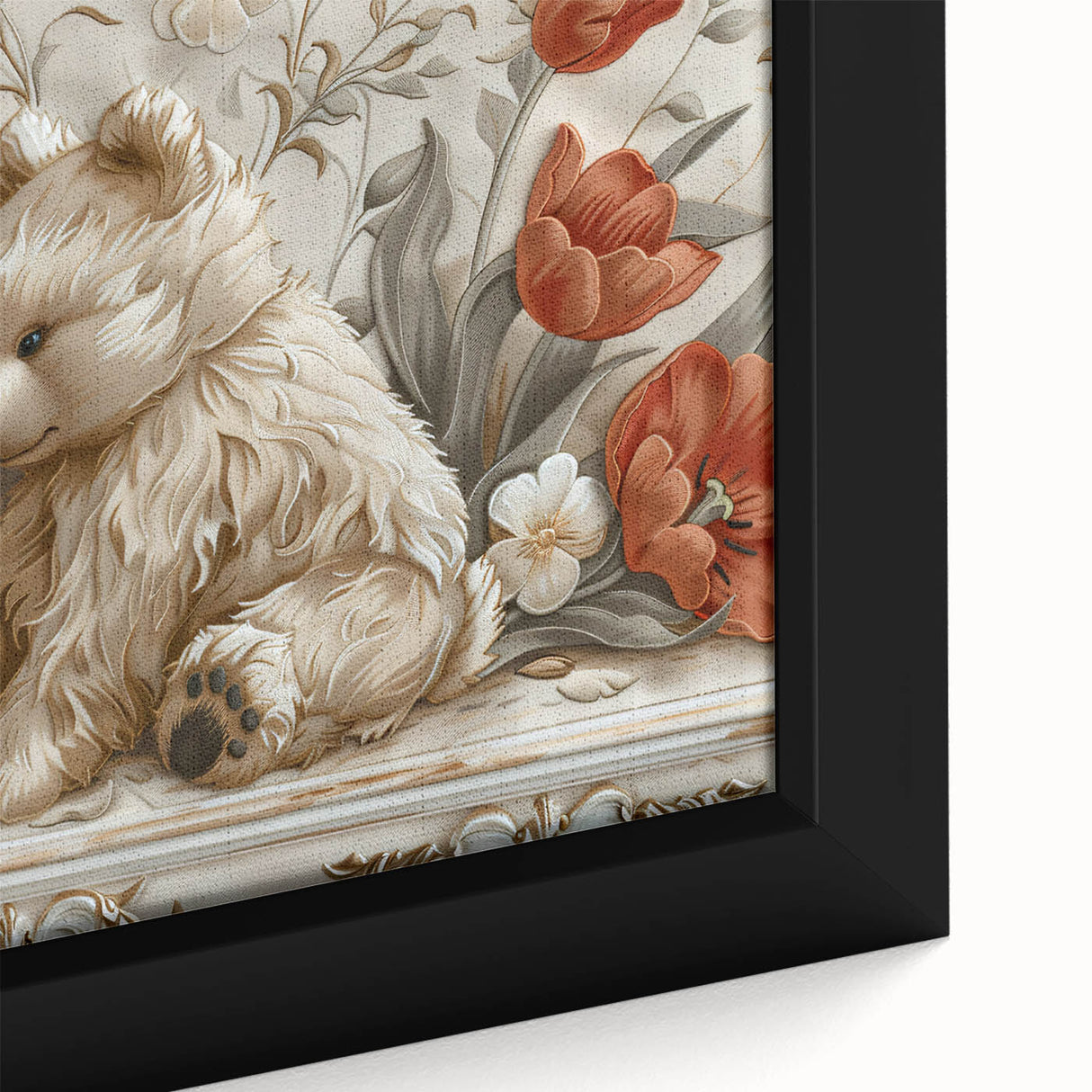 Floral Bear - Kids Room Wall Art Canvas and Framed Options