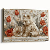 Floral Bear - Kids Room Wall Art Canvas and Framed Options