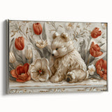 Floral Bear - Kids Room Wall Art Canvas and Framed Options