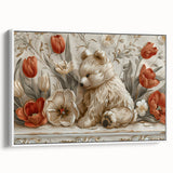 Floral Bear - Kids Room Wall Art Canvas and Framed Options