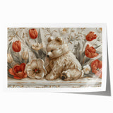 Floral Bear - Kids Room Wall Art Canvas and Framed Options