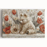 Floral Bear - Kids Room Wall Art Canvas and Framed Options