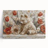 Floral Bear - Kids Room Wall Art Canvas and Framed Options