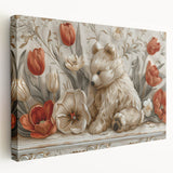 Floral Bear - Kids Room Wall Art Canvas and Framed Options