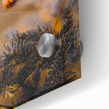 Large abstract wall art in autumn hues on acrylic glass, ideal for dining room art in a mid-century modernist style.