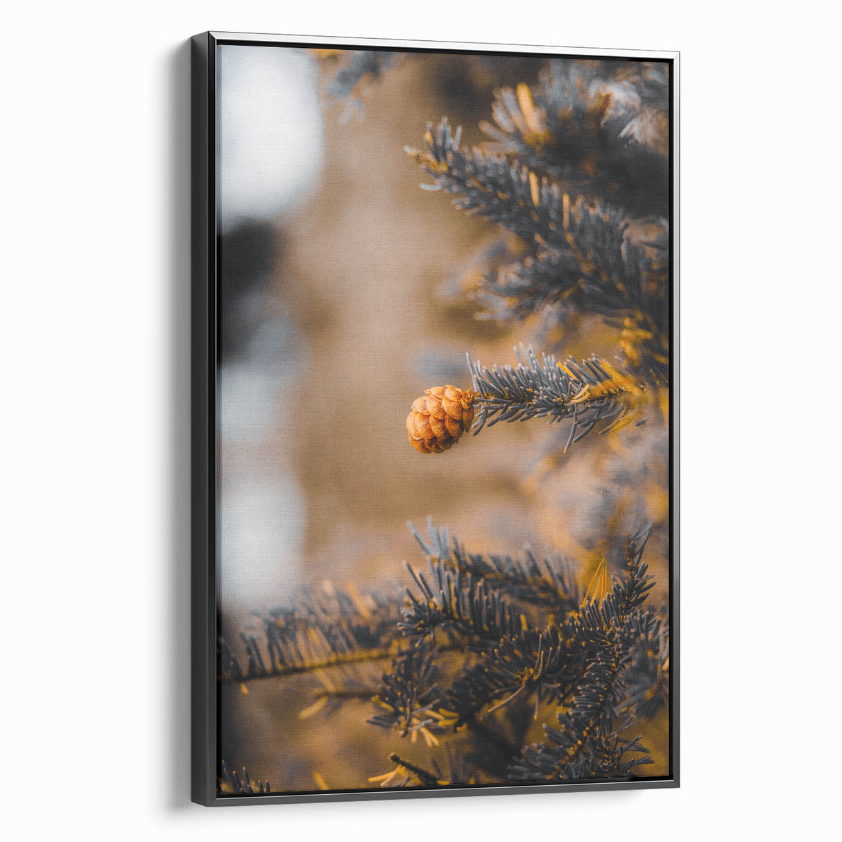 Black and white vintage poster art of a fall landscape on framed canvas, ideal for bedroom wall decor.