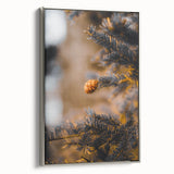 Framed canvas featuring a vintage landscape art painting of a fall scene with colorful foliage and a black background.