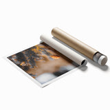 Extra large rolled print of a floral art design featuring autumnal hues, ideal for classy bathroom wall art.