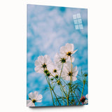 Large abstract wall art on acrylic glass depicting vibrant spring colors, ideal for bedroom or dining room decor.