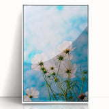 Art deco poster of spring season in pastel shades on white framed acrylic, ideal for nursery wall art.