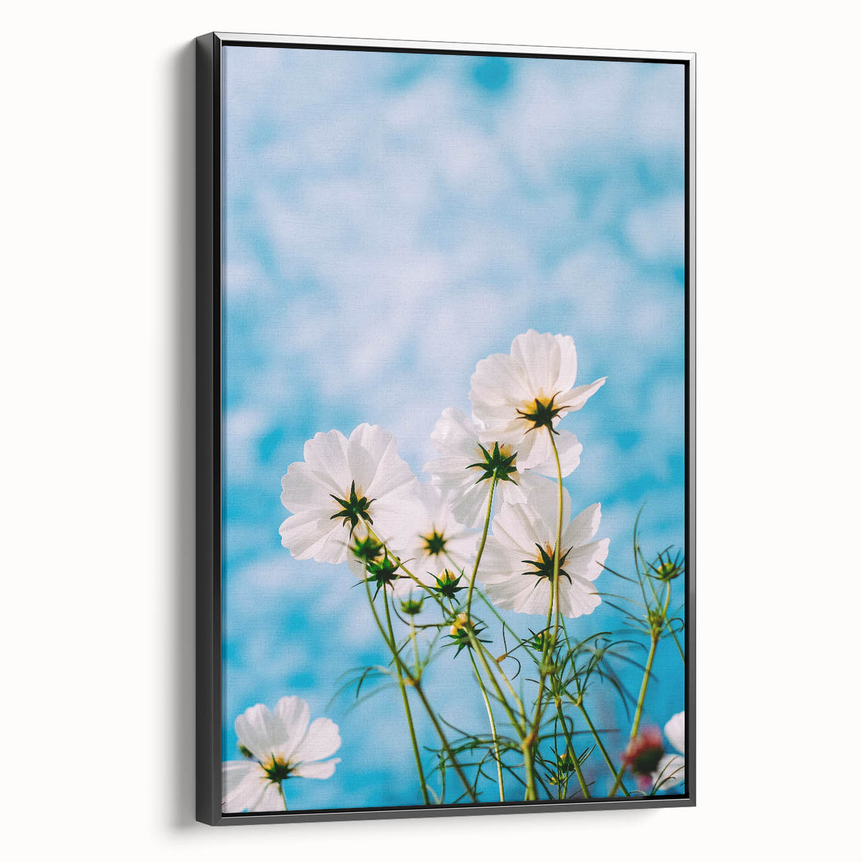 Black and white vintage poster art of a spring landscape on framed canvas, ideal for bedroom wall decor.