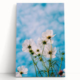 Large black and white abstract art on stretched canvas featuring spring motifs.
