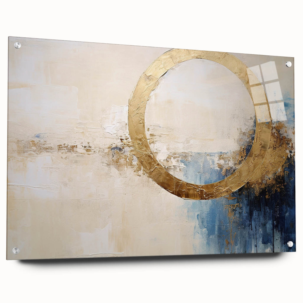 Abstract wall art piece featuring vibrant acrylic strokes in a modern design, displayed in a side view with sturdy pins, perfect for contemporary decor.