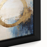 Close-up of sleek, modern abstract strokes wall art in a black frame, showcasing vibrant colors and dynamic patterns, perfect for contemporary decor.