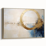 Framed canvas wall art showcasing abstract strokes in gold and black, adding a modern touch to any decor. Ideal for living room or office wall enhancement.