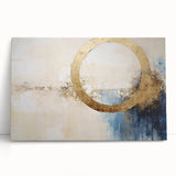 Abstract strokes wall art on stretched canvas, showcasing vibrant colors of blue, pink, and gold. Perfect for modern home decor, enhancing aesthetic appeal.