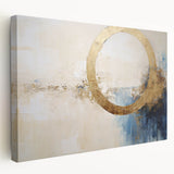 Abstract strokes wall art on stretched canvas showcasing vibrant colors and dynamic shapes, ideal for modern home decor, displayed from a side view.