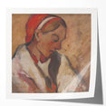 Modern Wall Art: Girl in a Red Bonnet - Expressive Portrait