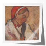 Modern Wall Art: Girl in a Red Bonnet - Expressive Portrait