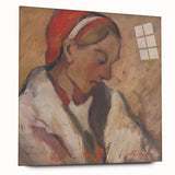 Modern Wall Art: Girl in a Red Bonnet - Expressive Portrait