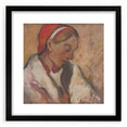 Modern Wall Art: Girl in a Red Bonnet - Expressive Portrait