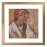 Modern Wall Art: Girl in a Red Bonnet - Expressive Portrait