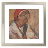 Modern Wall Art: Girl in a Red Bonnet - Expressive Portrait