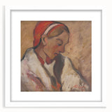 Modern Wall Art: Girl in a Red Bonnet - Expressive Portrait