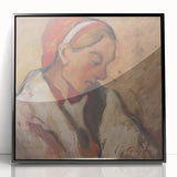 Modern Wall Art: Girl in a Red Bonnet - Expressive Portrait